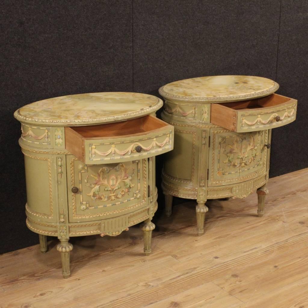 20th Century Pair of Italian Lacquered Side Tables in Louis XVI Style 4