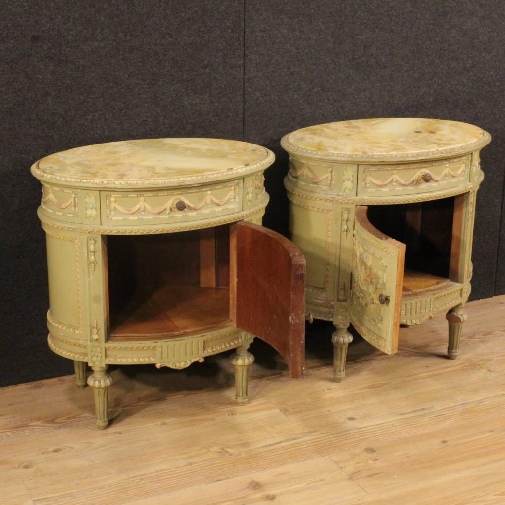 20th Century Pair of Italian Lacquered Side Tables in Louis XVI Style 5