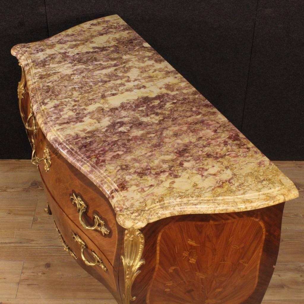 20th Century French Inlaid Dresser in Louis XV Style With Marble Top 1