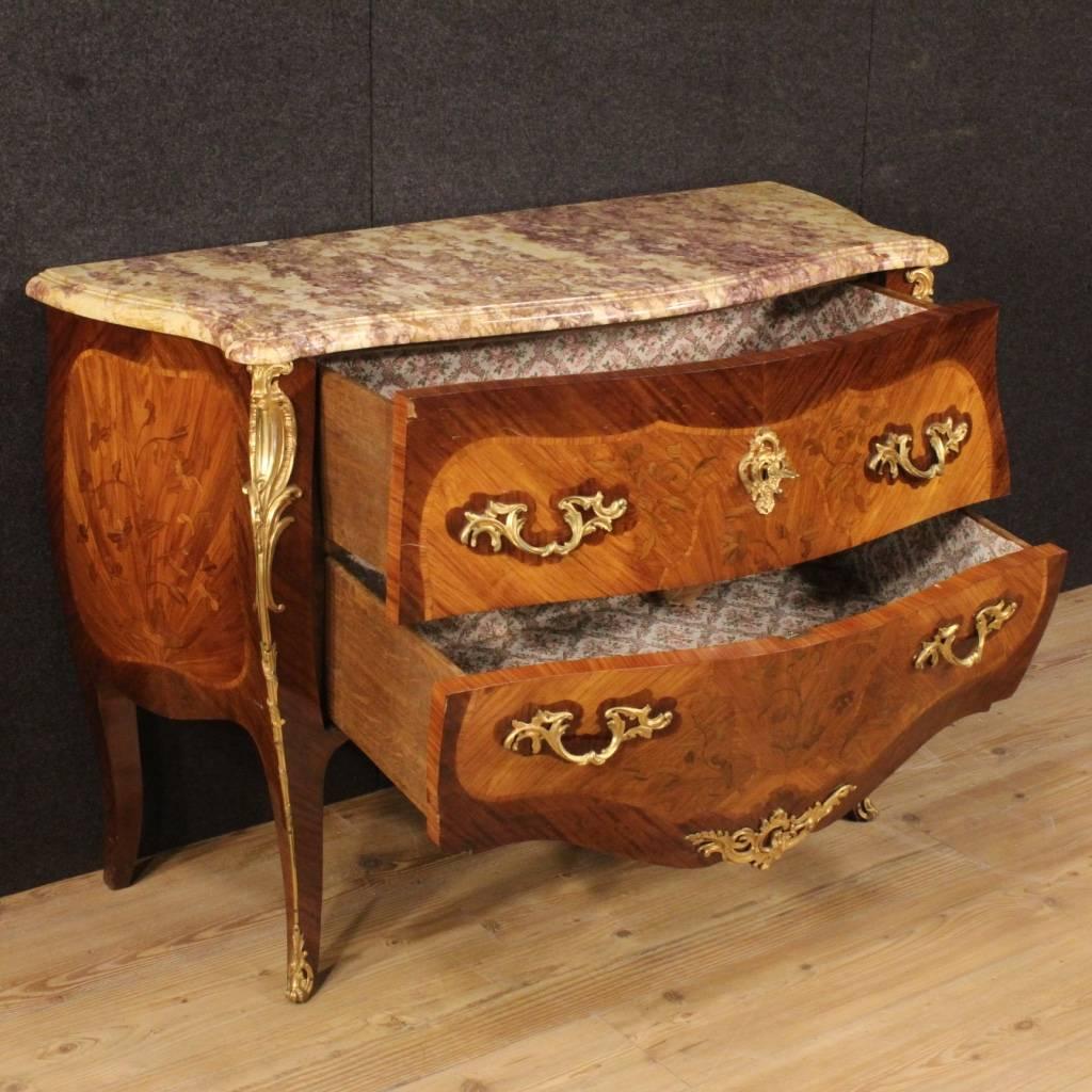 20th Century French Inlaid Dresser in Louis XV Style With Marble Top 4