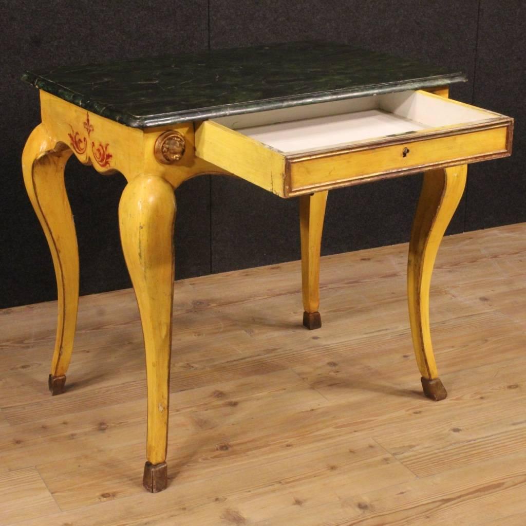 20th Century Italian Lacquered, Painted and Gilt Side Table 4