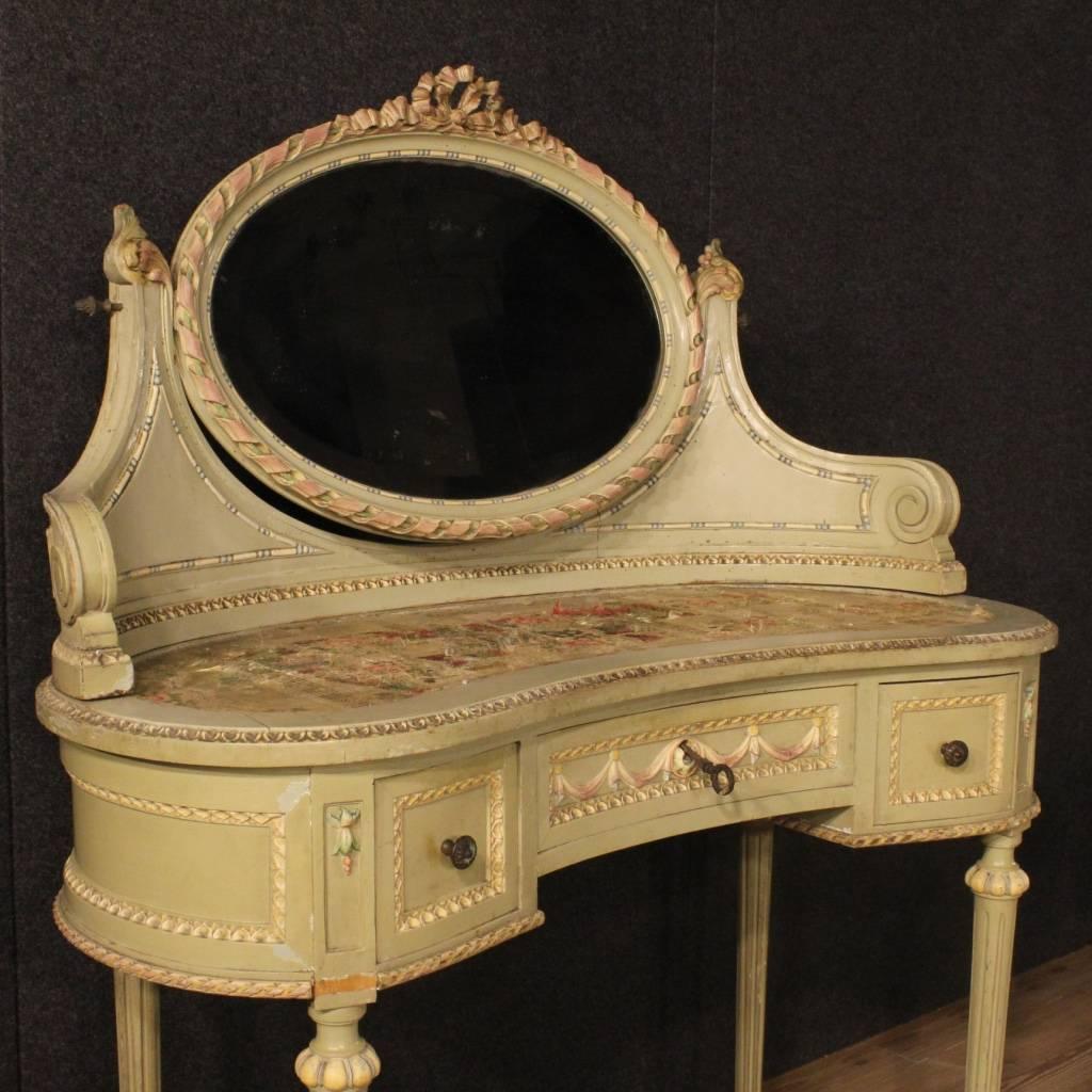 Lacquered 20th Century Italian Painted Dressing Table in Louis XVI Style