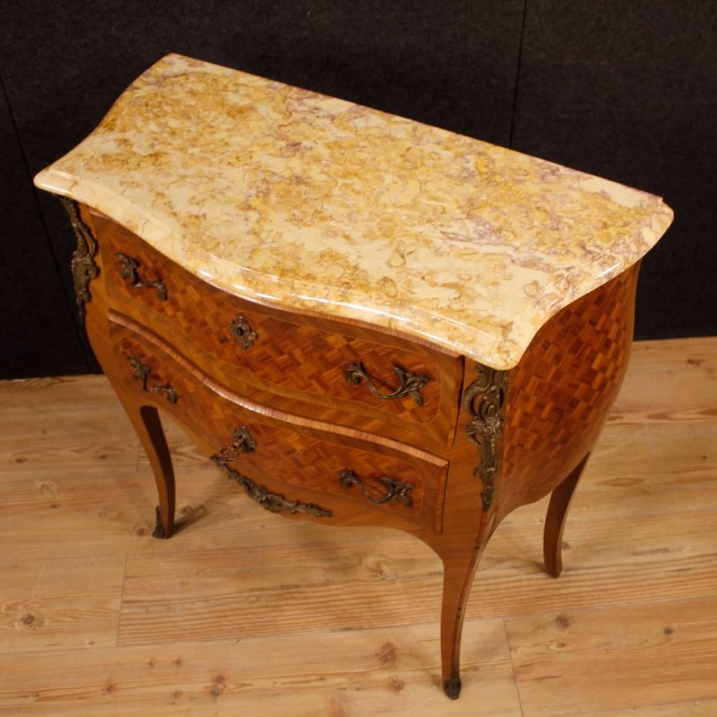 20th Century French Inlaid Dresser in Louis XV Style with Marble Top 2
