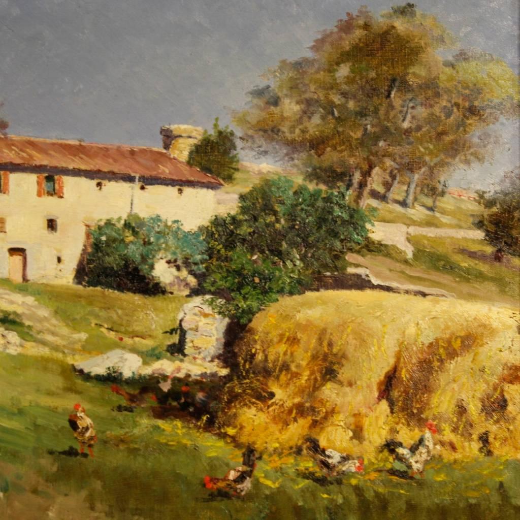 19th Century Landscape Painting Signed and Dated 1899 In Excellent Condition In Vicoforte, Piedmont