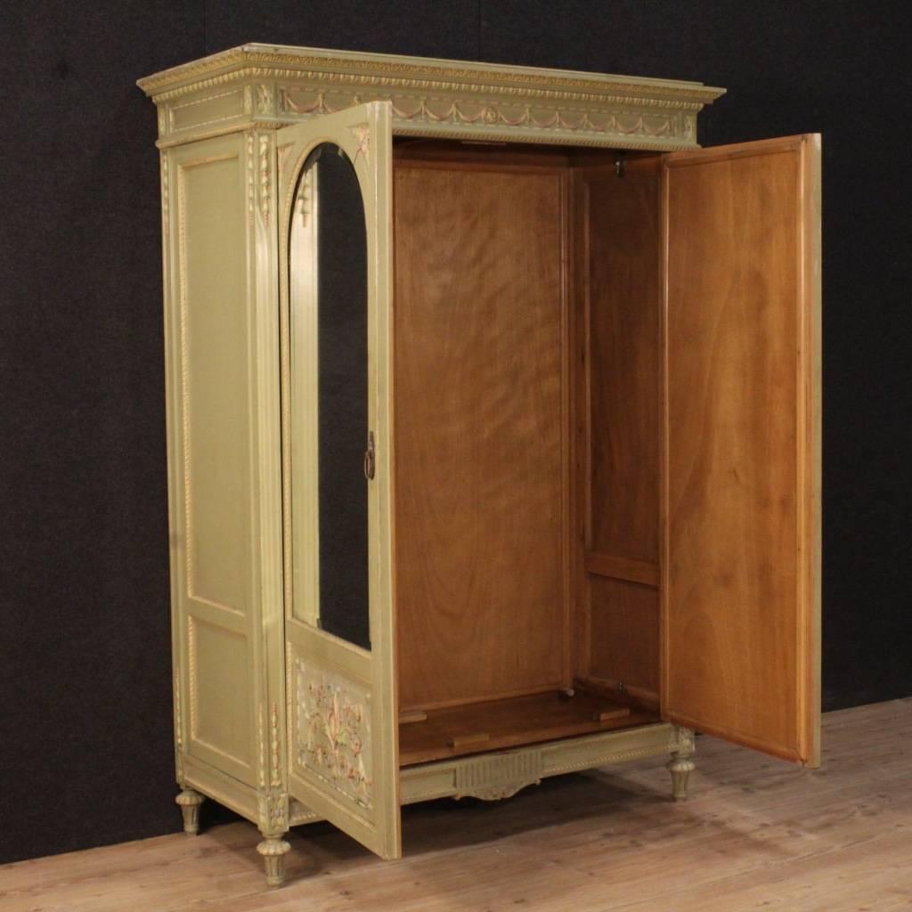 20th Century Italian Lacquered and Painted Wardrobe in Louis XVI Style 4