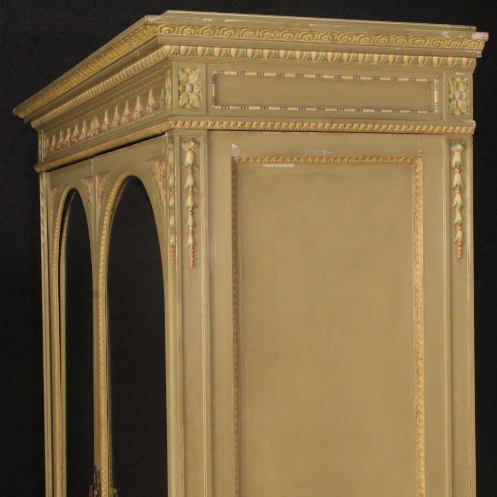 20th Century Italian Lacquered and Painted Wardrobe in Louis XVI Style 5