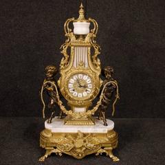 20th Century German Triptych Clock with Candlesticks in Marble