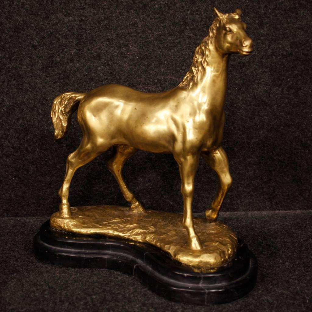 French sculpture of the 20th century. Golden bronze object with marble base, depicting 