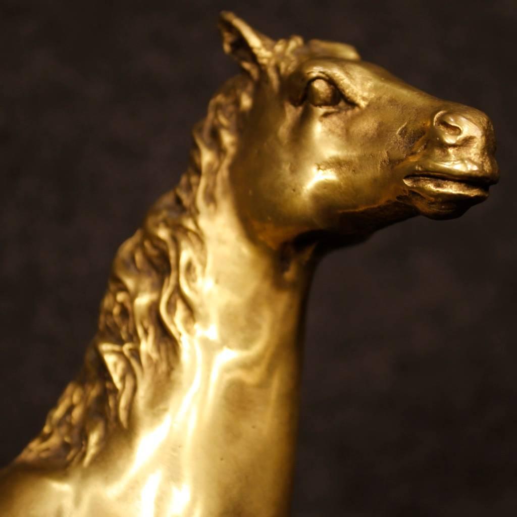 20th Century Horse Sculpture in Gilt Bronze In Good Condition In Vicoforte, Piedmont