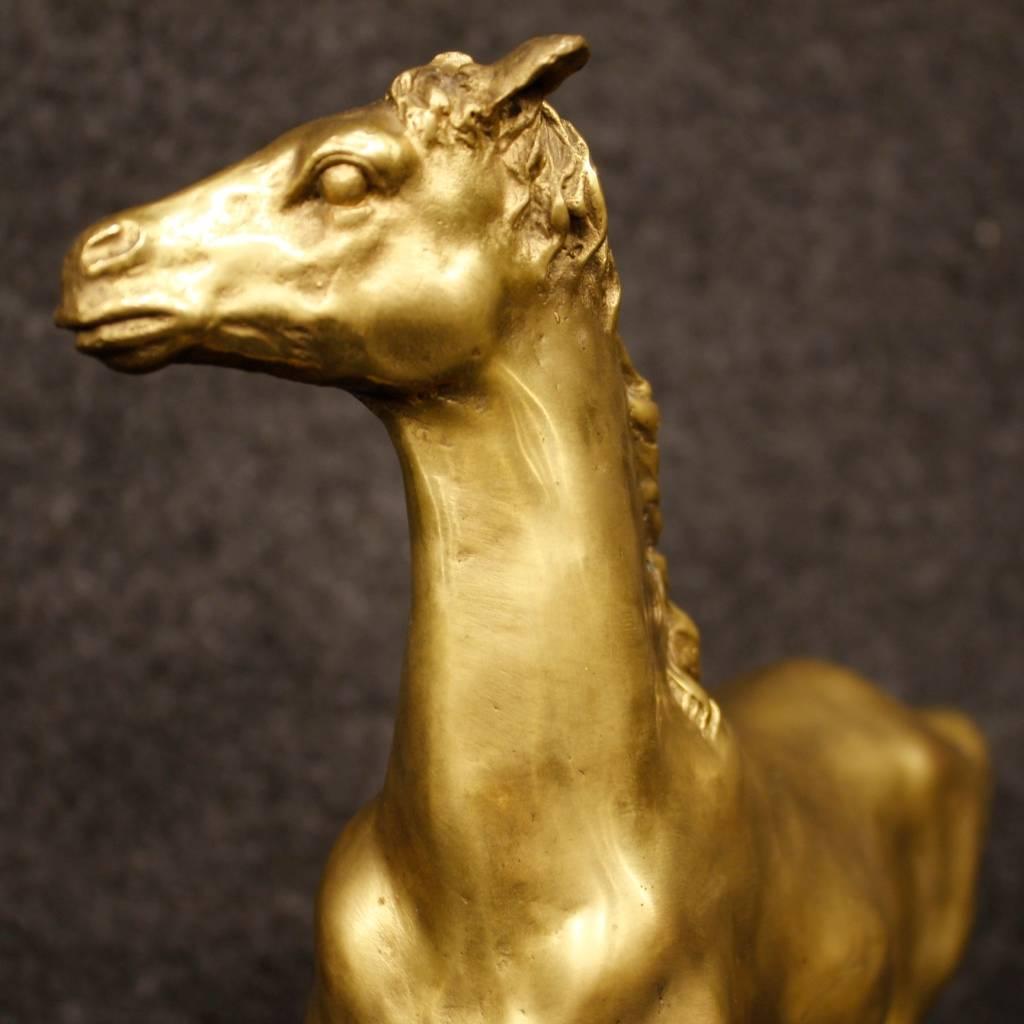20th Century Horse Sculpture in Gilt Bronze 1