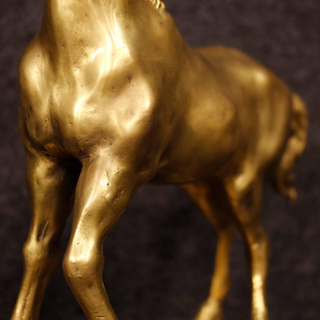 20th Century Horse Sculpture in Gilt Bronze 2