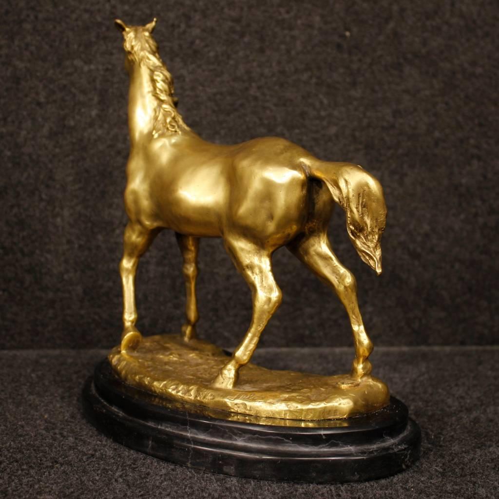 20th Century Horse Sculpture in Gilt Bronze 3
