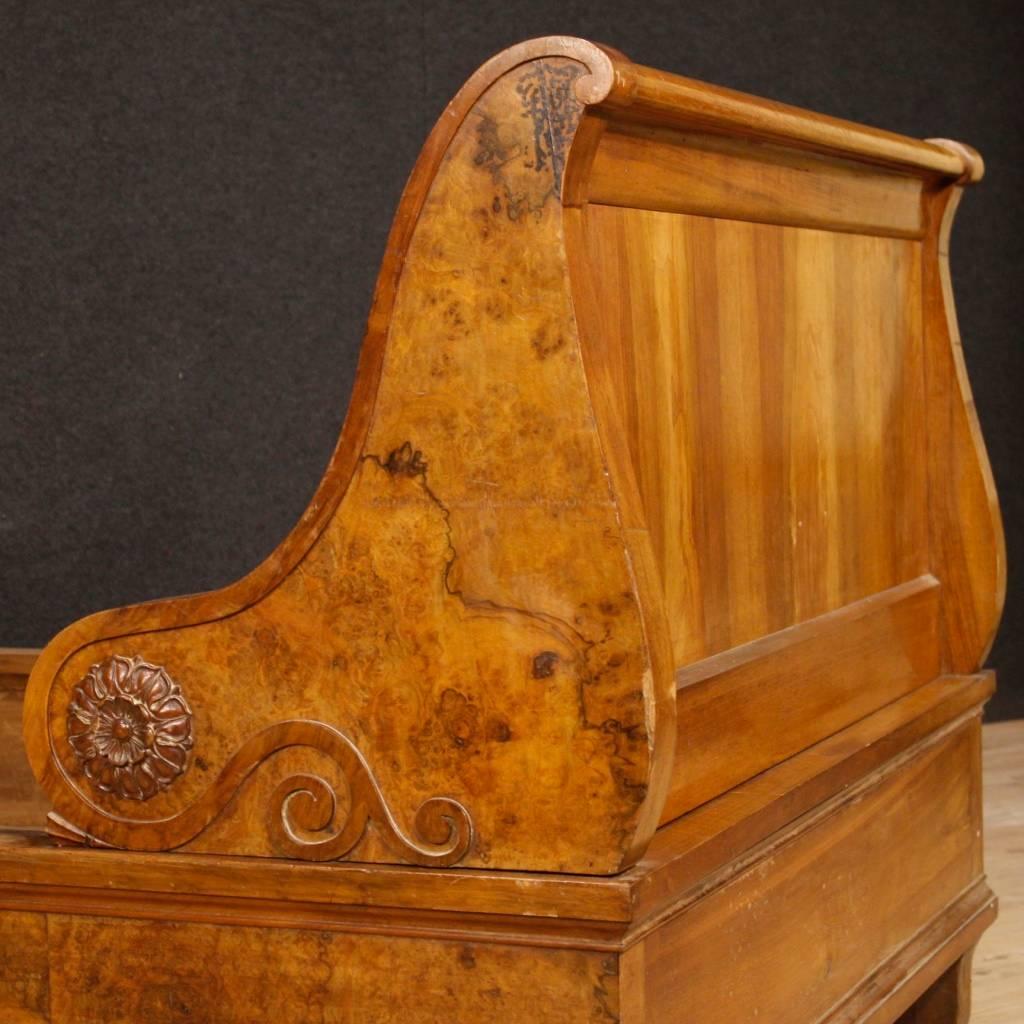 19th Century French Bed in Walnut and Burl Walnut 5