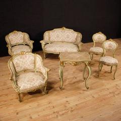 20th Century Venetian Lacquered and Gilt Sofa with Floral Fabric