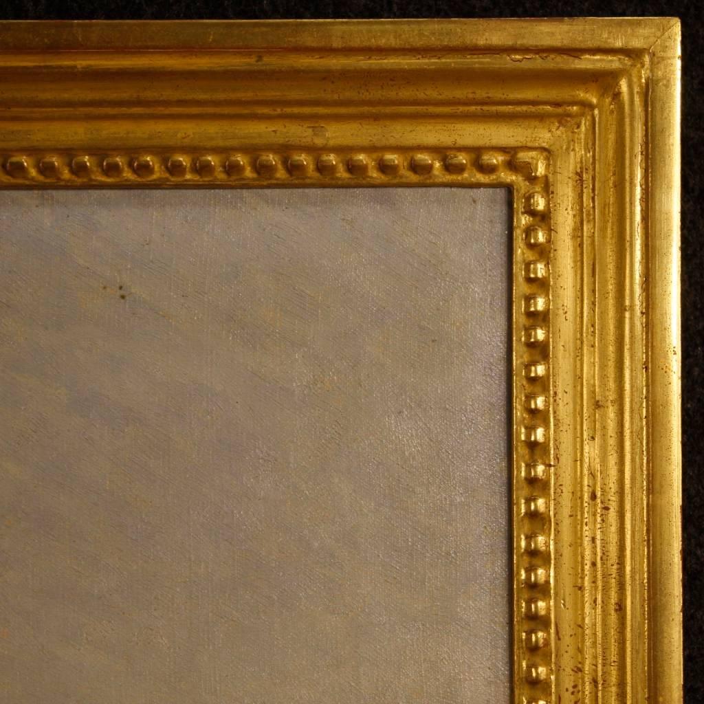 Gilt 19th Century Italian Landscape Painting Signed and Dated 1899