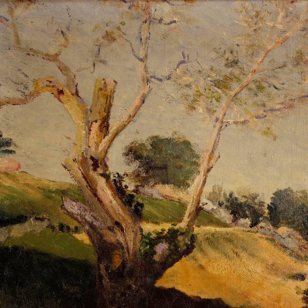 Wood 19th Century Italian Landscape Painting Signed and Dated 1899