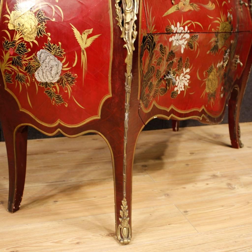 Bronze 20th Century French Lacquered Chinoiserie Dresser in Louis XV Style