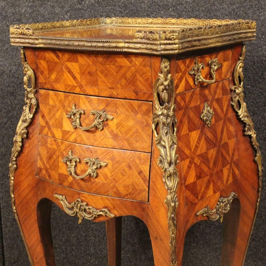 20th Century French Inlaid Side Table in Rosewood with Bronzes 1