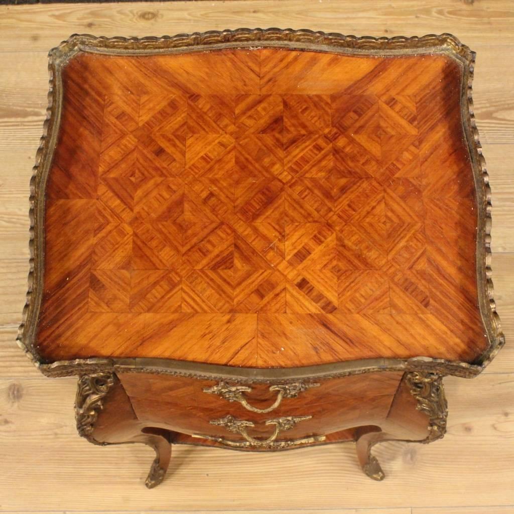 20th Century French Inlaid Side Table in Rosewood with Bronzes 2