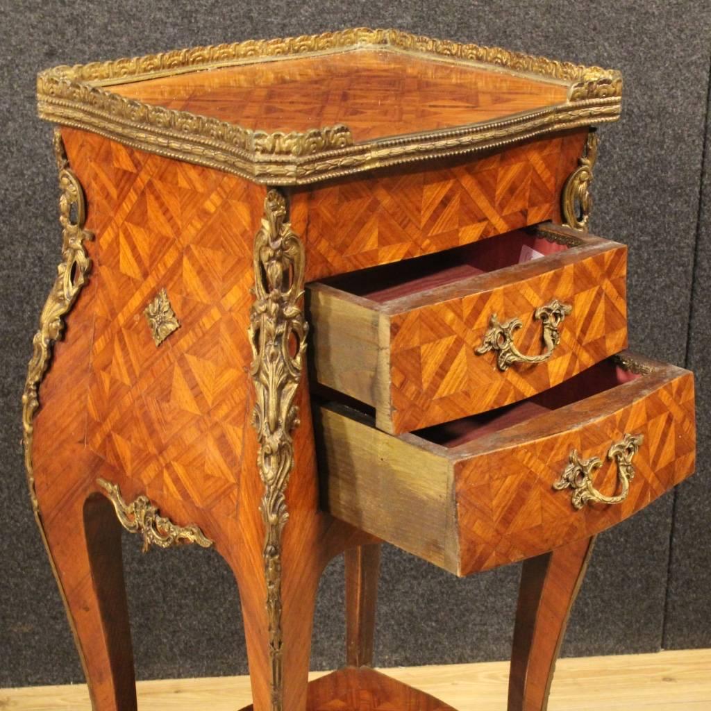 20th Century French Inlaid Side Table in Rosewood with Bronzes 4