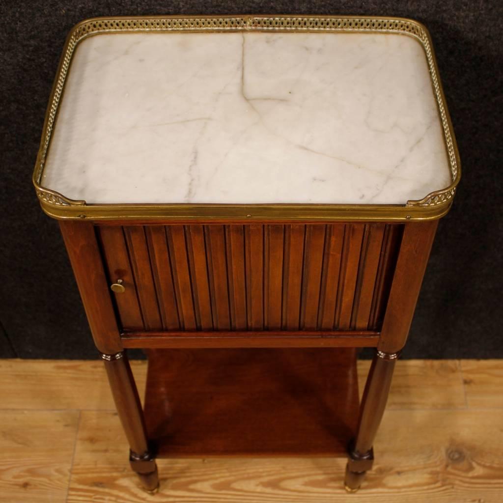 Gilt 20th Century French Nightstand in Mahogany with Marble Top