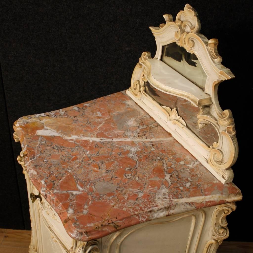 20th Century Italian Lacquered Side Table with Marble Top 3