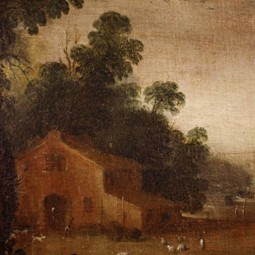 Gilt 18th Century, French Painting Landscape with Figures