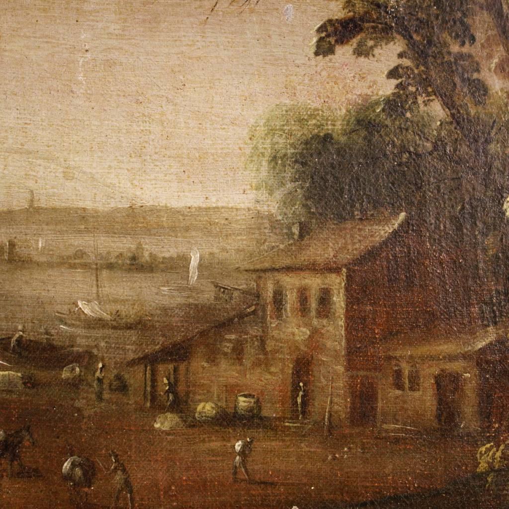 18th Century, French Painting Landscape with Figures In Good Condition In Vicoforte, Piedmont