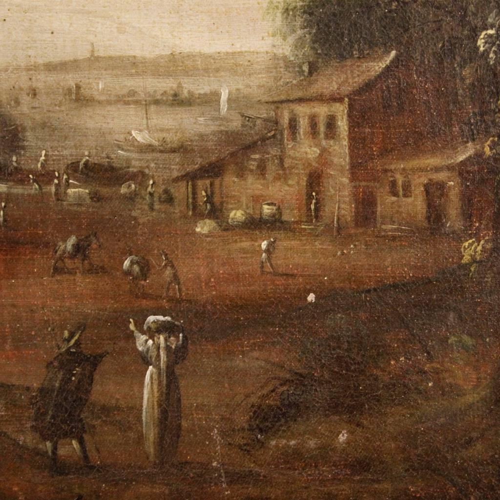18th Century, French Painting Landscape with Figures 3