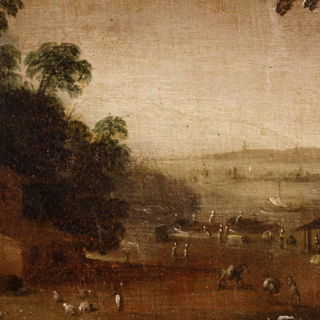 18th Century, French Painting Landscape with Figures 5