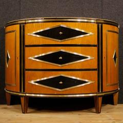 20th Century Italian Demilune Dresser in Cherrywood with Brass Decorations