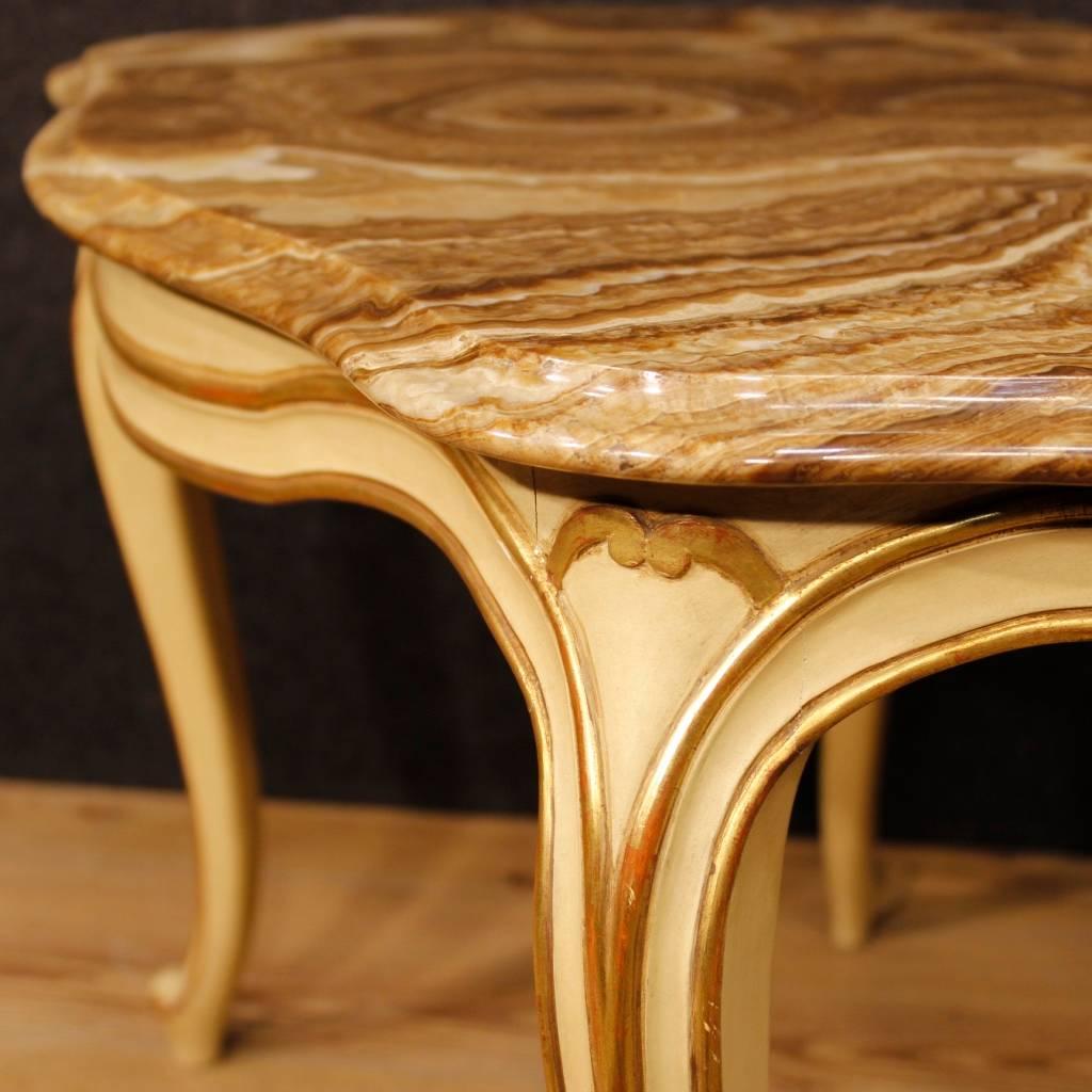 20th Century Italian Lacquered and Gilt Coffee Table with Marble Top 3
