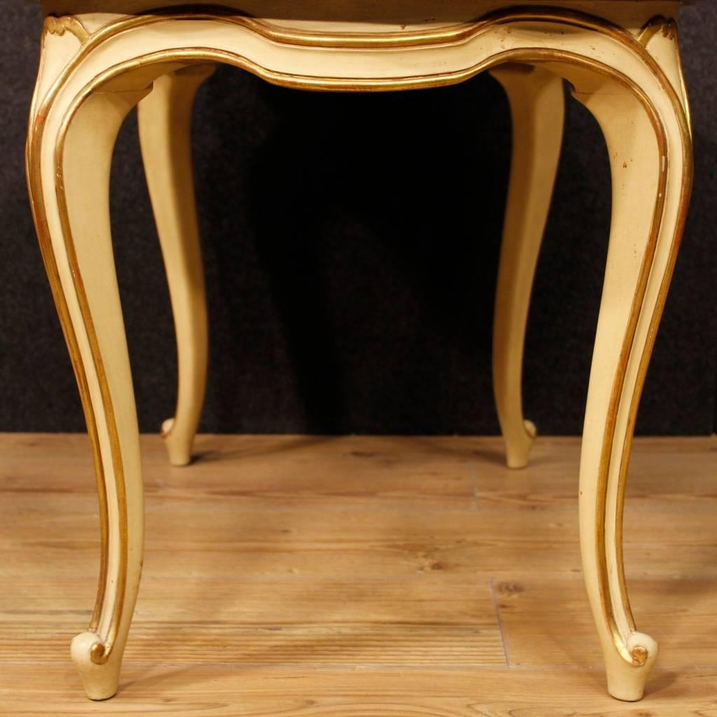 20th Century Italian Lacquered and Gilt Coffee Table with Marble Top 6