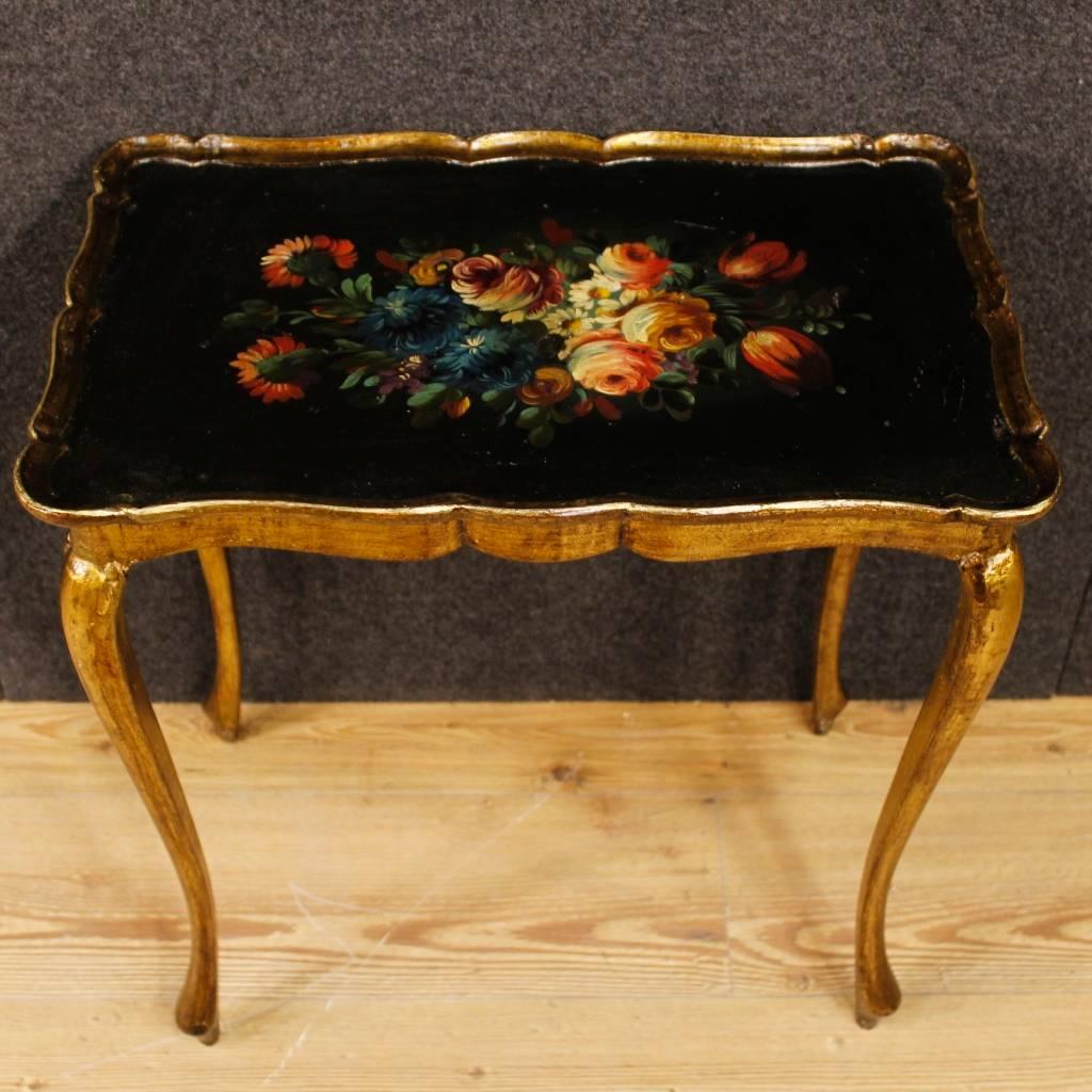 Italian 20th Century Triptych of Lacquered and Painted Coffee Table