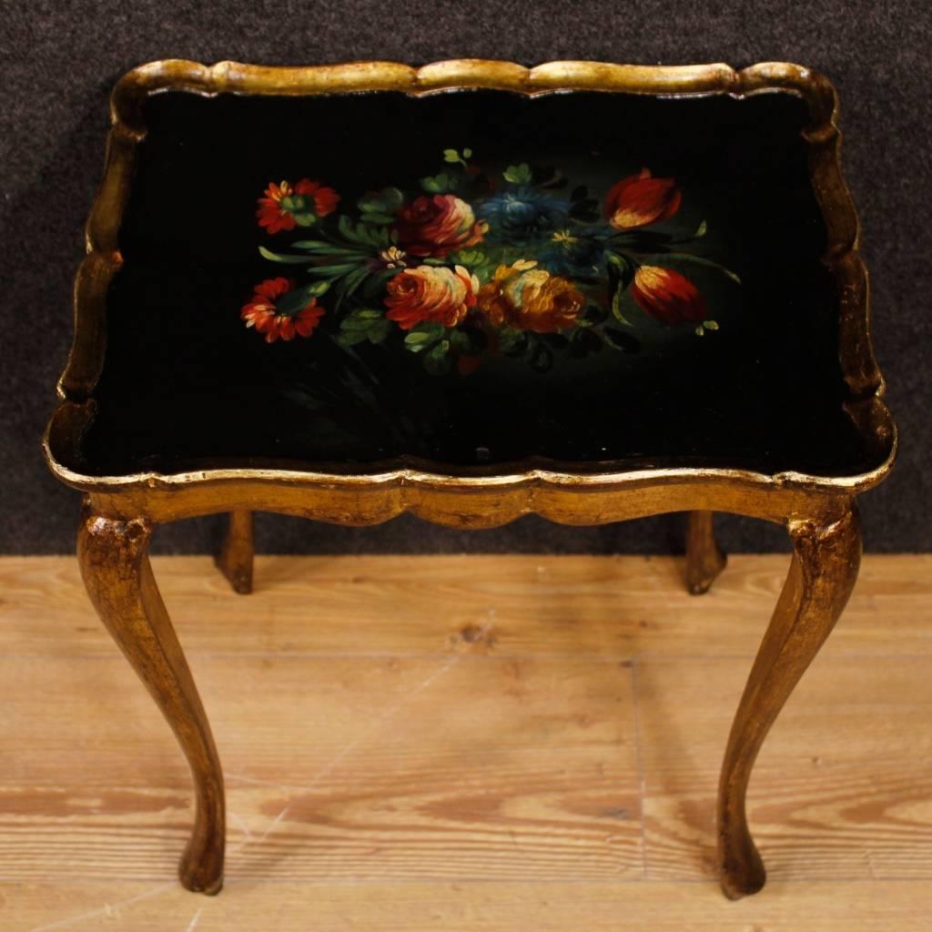 Gilt 20th Century Triptych of Lacquered and Painted Coffee Table
