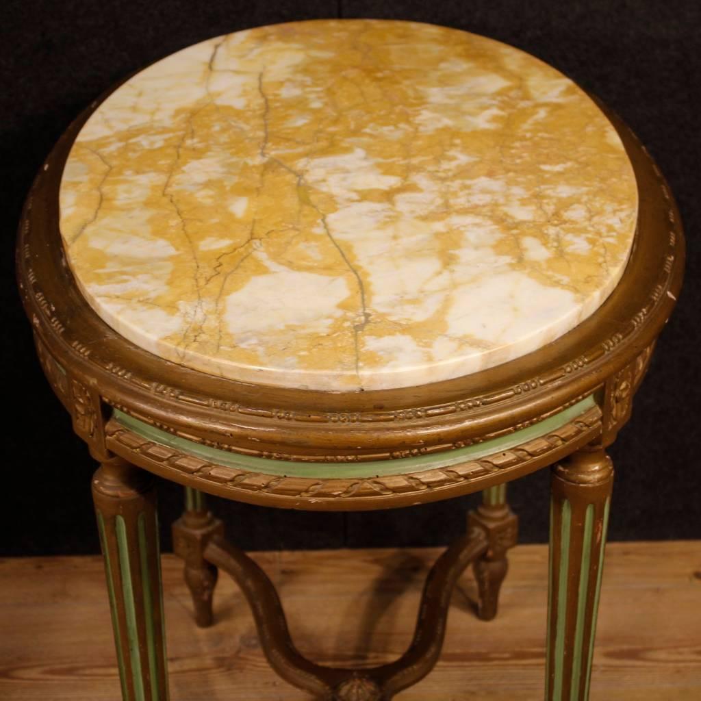 20th Century, Italian Lacquered Side Table in Louis XVI Style with Marble Top In Fair Condition In Vicoforte, Piedmont