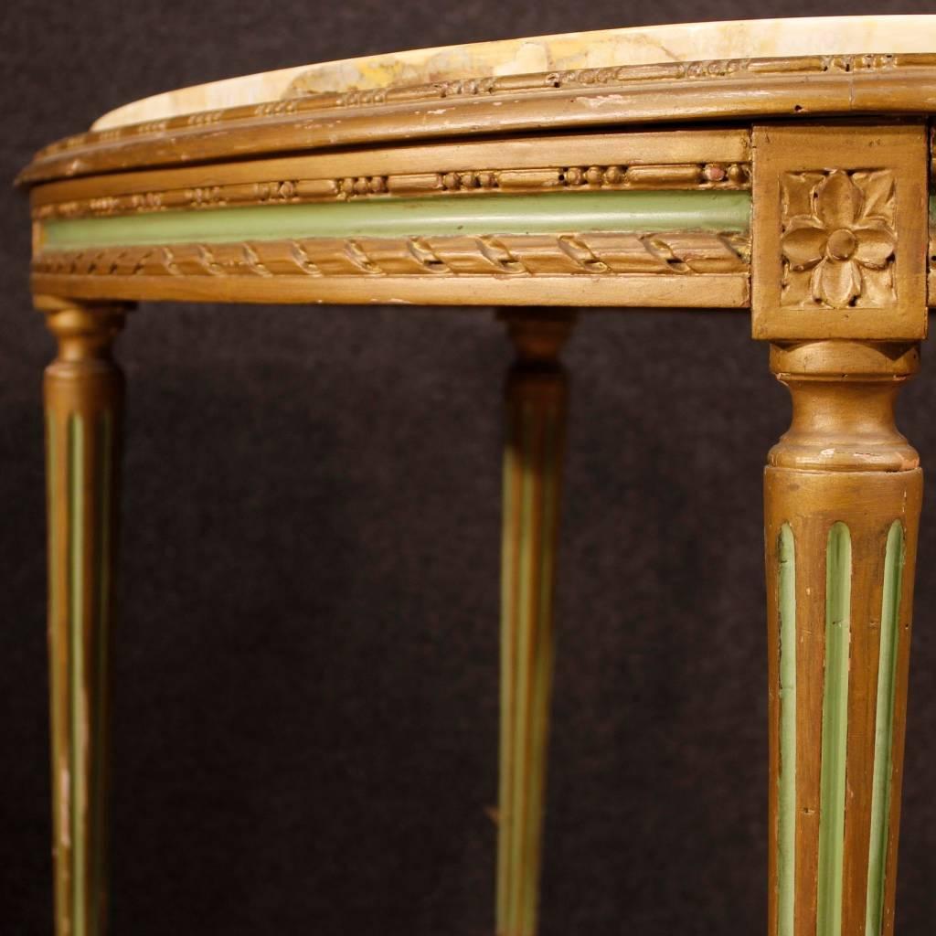 20th Century, Italian Lacquered Side Table in Louis XVI Style with Marble Top 1