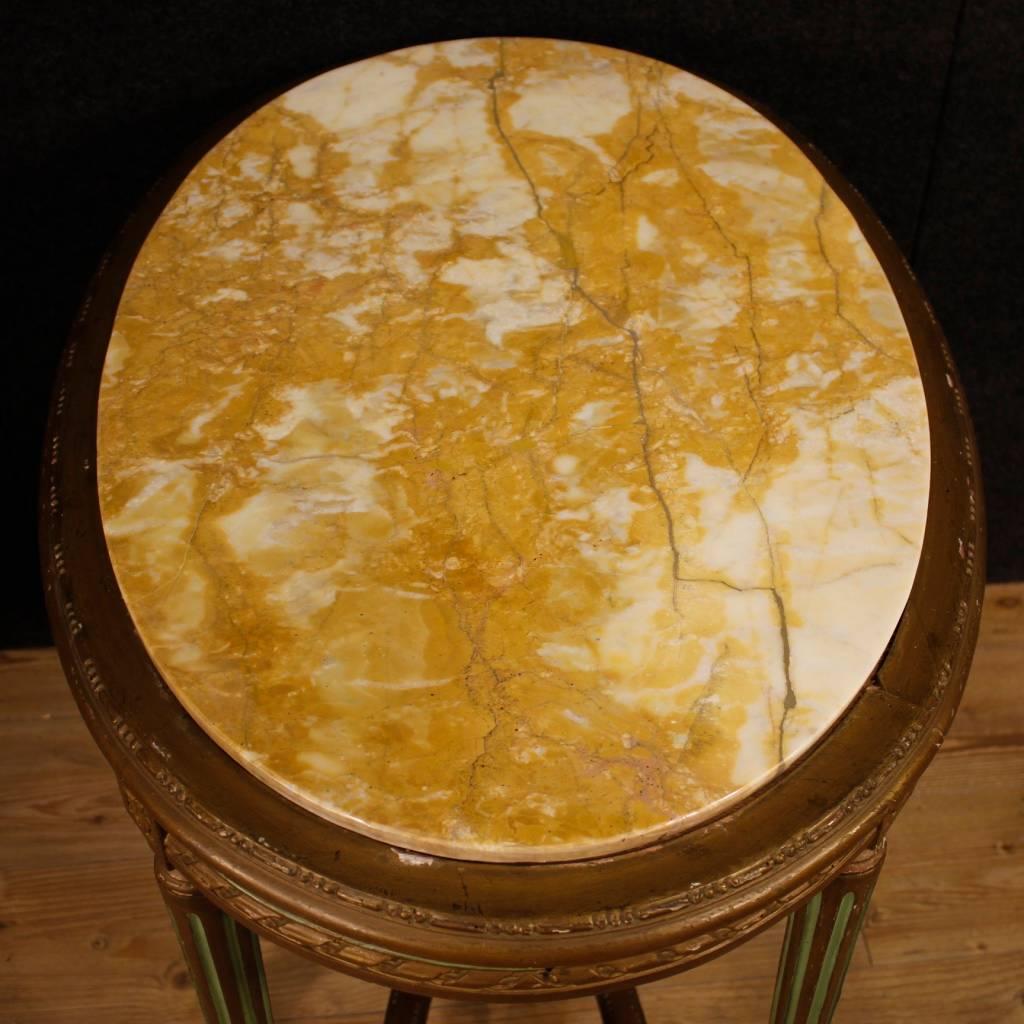 20th Century, Italian Lacquered Side Table in Louis XVI Style with Marble Top 2