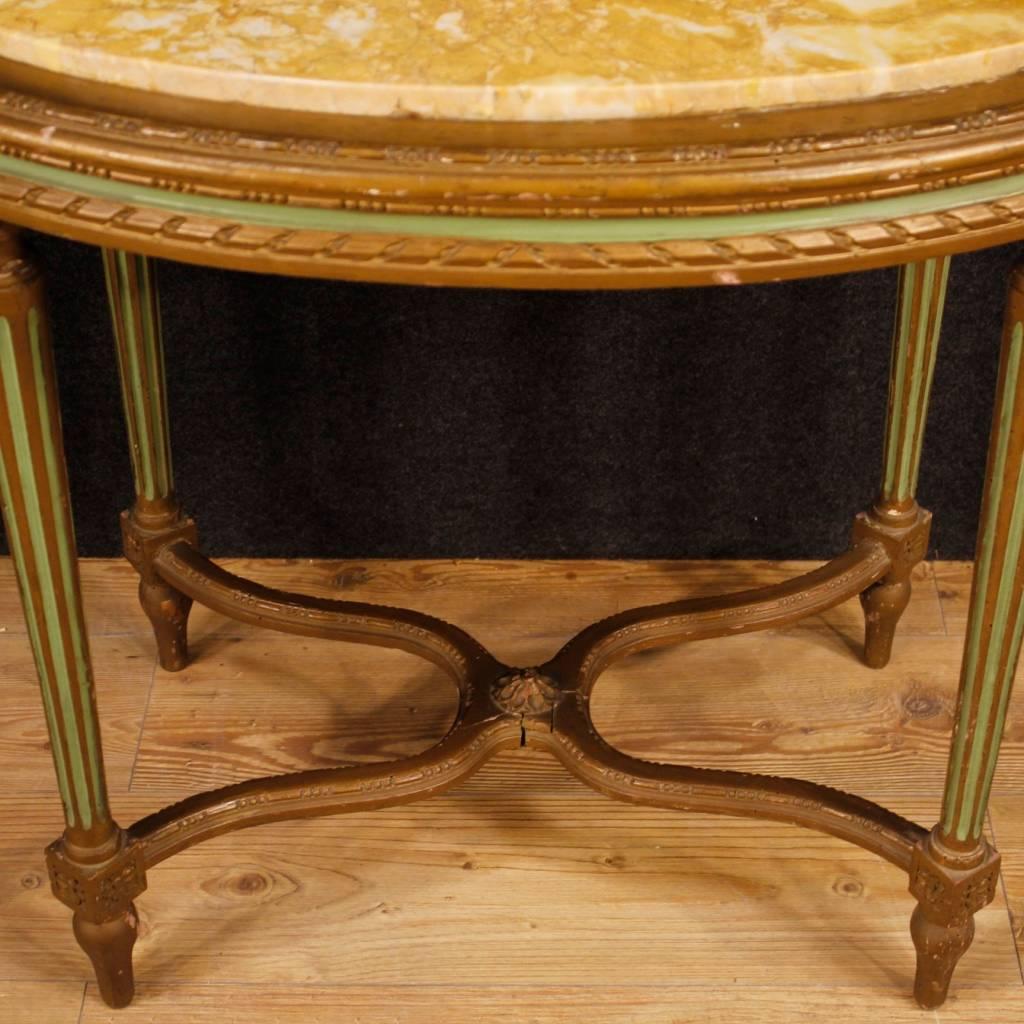 20th Century, Italian Lacquered Side Table in Louis XVI Style with Marble Top 4