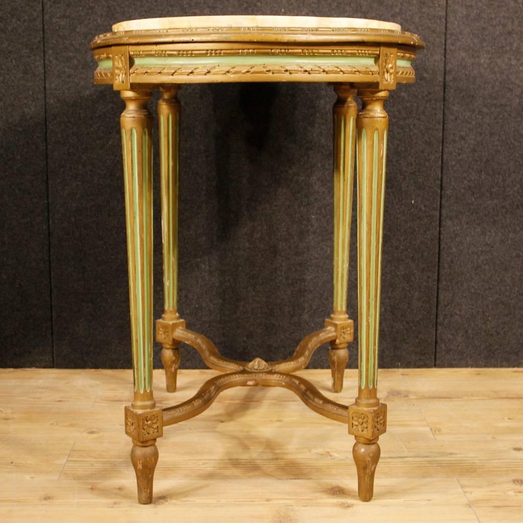 20th Century, Italian Lacquered Side Table in Louis XVI Style with Marble Top 5