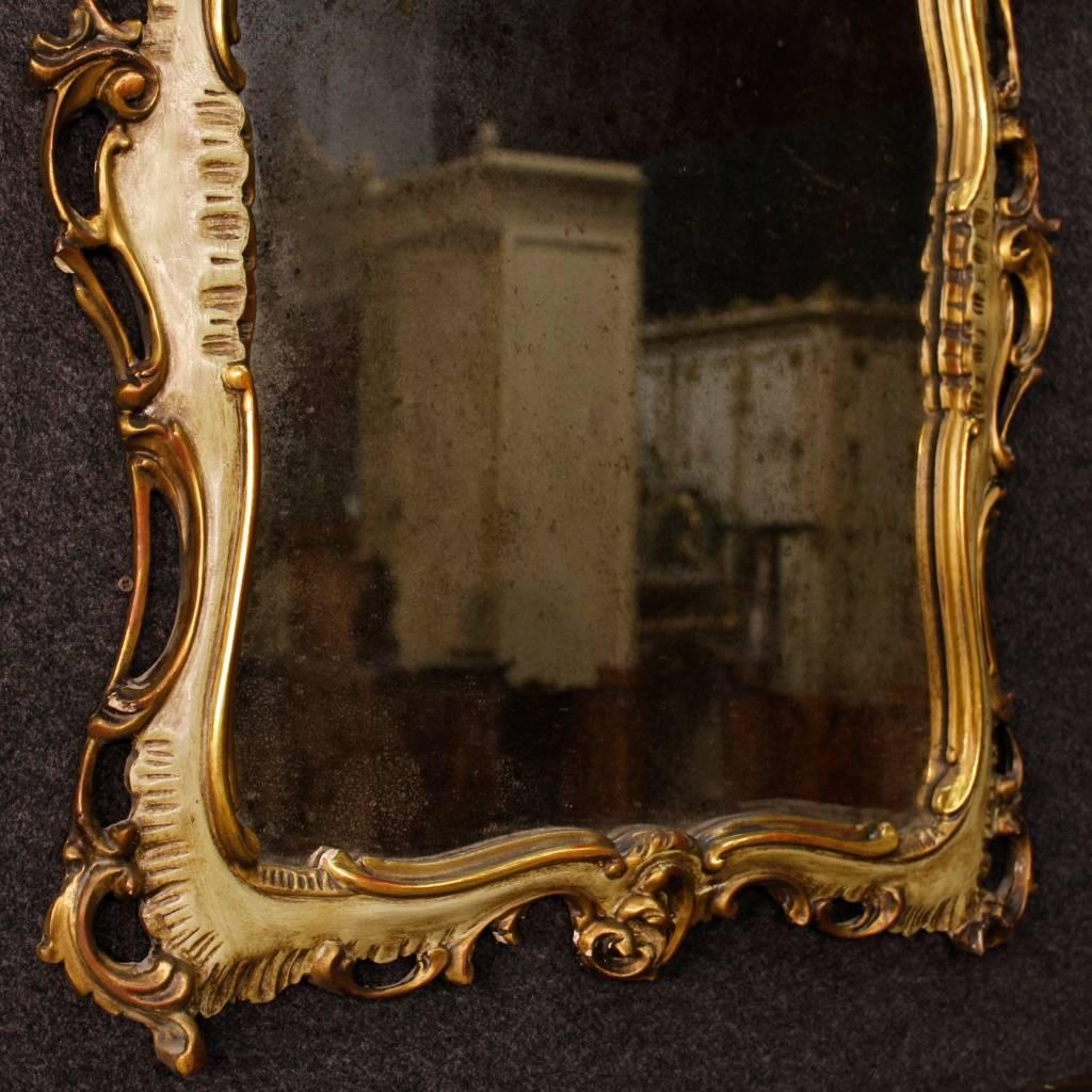 20th Century Venetian Console Table with Mirror in Lacquered and Giltwood 1