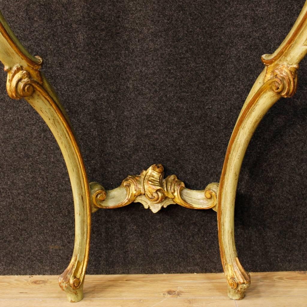 20th Century Venetian Console Table with Mirror in Lacquered and Giltwood 2