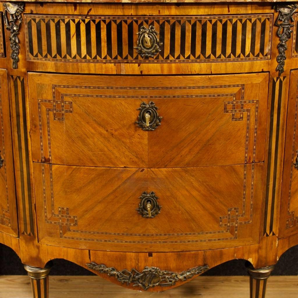 Ebonized 19th Century French Inlaid Demi Lune Dresser in Louis XVI Style