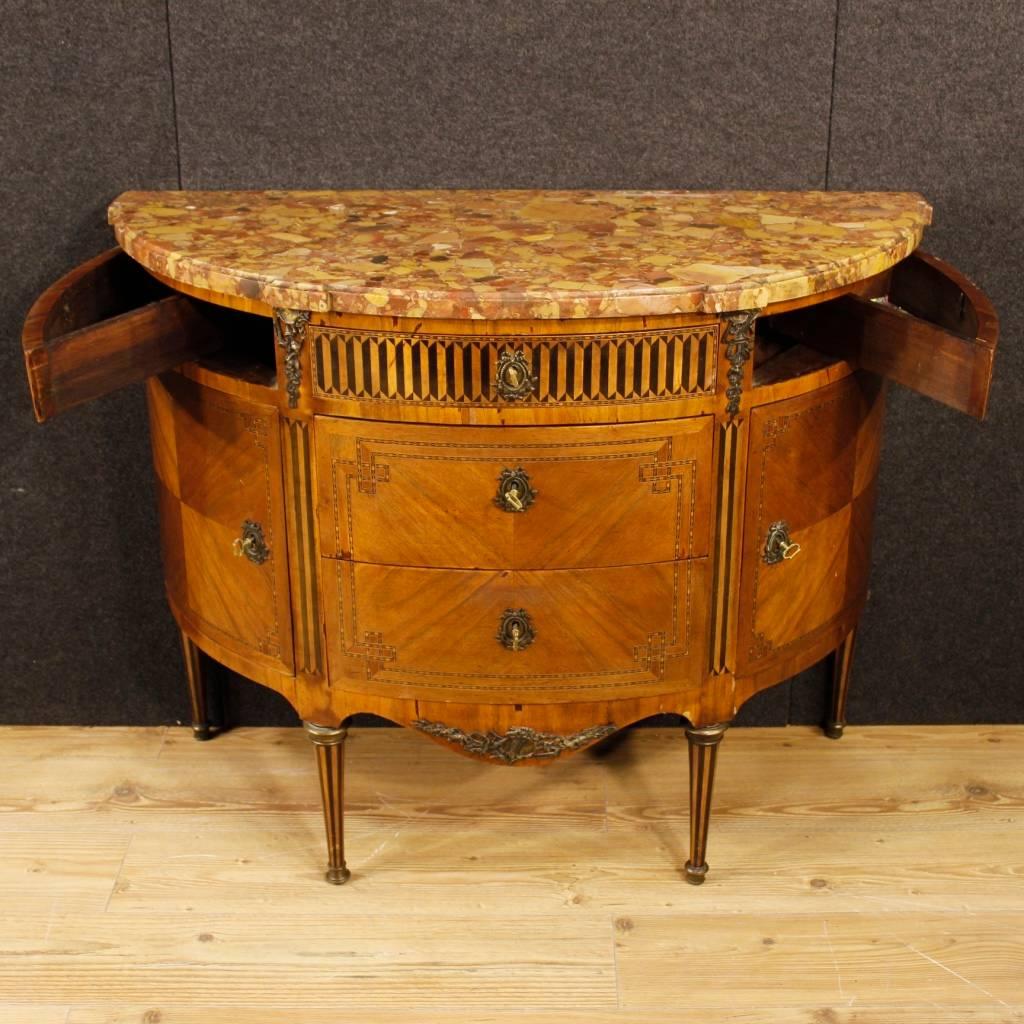 19th Century French Inlaid Demi Lune Dresser in Louis XVI Style 2