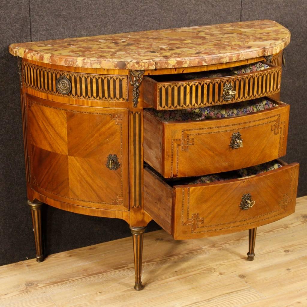 19th Century French Inlaid Demi Lune Dresser in Louis XVI Style 3