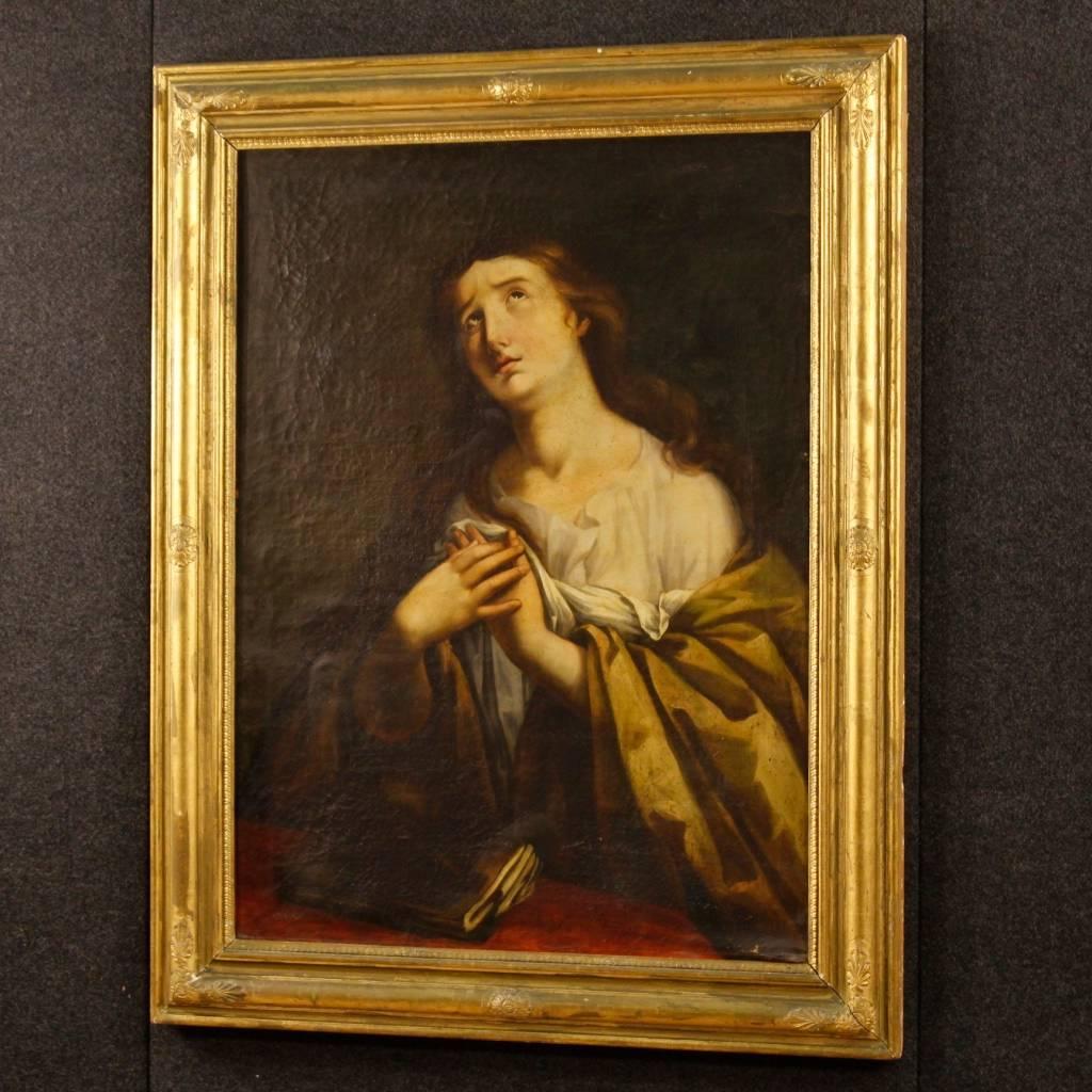 19th Century French Religious Oil Painting Mary Magdalene In Good Condition In Vicoforte, Piedmont