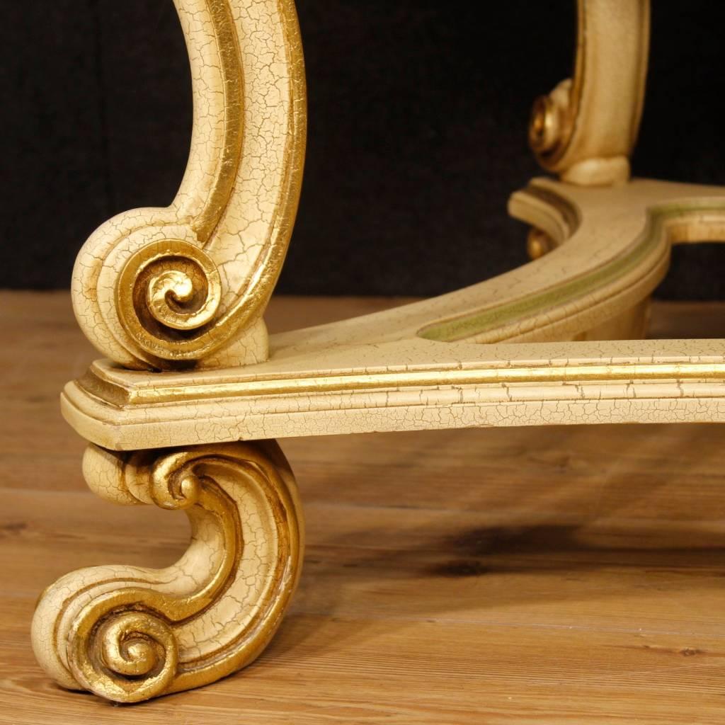 Onyx 20th Century Italian Lacquered and Gilt Table in Louis XV Style