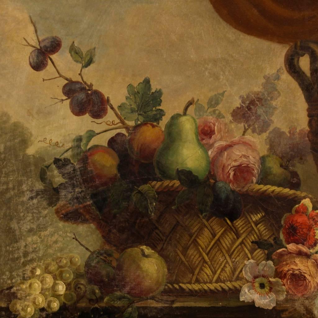 Lacquered 19th Century Still Life Painting Oil on Canvas