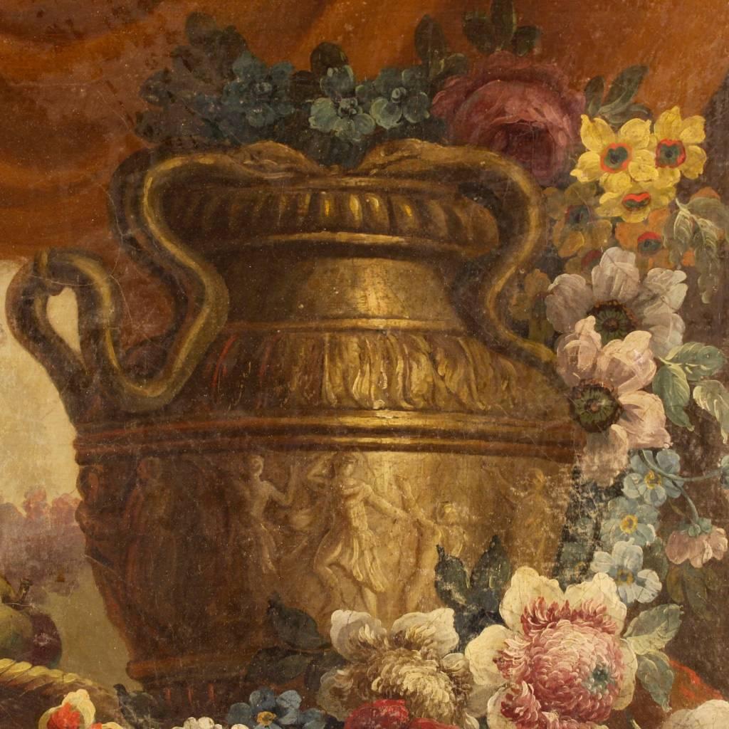 19th Century Still Life Painting Oil on Canvas In Good Condition In Vicoforte, Piedmont