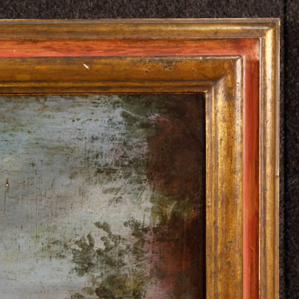 19th Century Italian Landscape Painting with Gold Frame 1